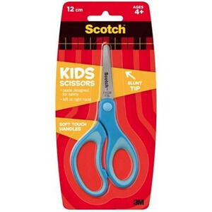 5" Kids Scissors, 1  Pair, Blunt, Stainless Steel, Soft Grip, Blue